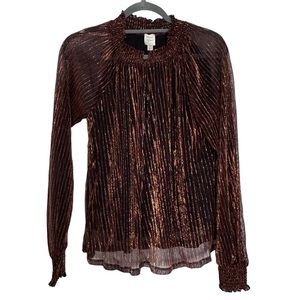 Evereve Roan + Ryan bronze sheer shine holiday top. Size SMALL. NWT.